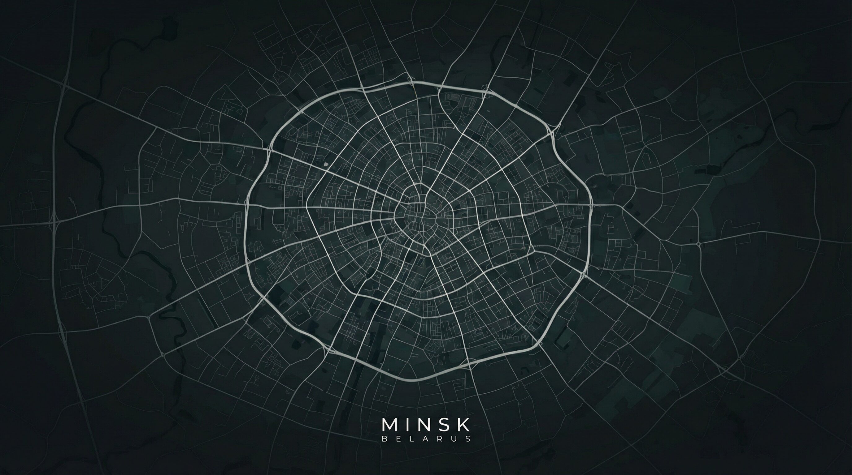 Dark map view of a city grid